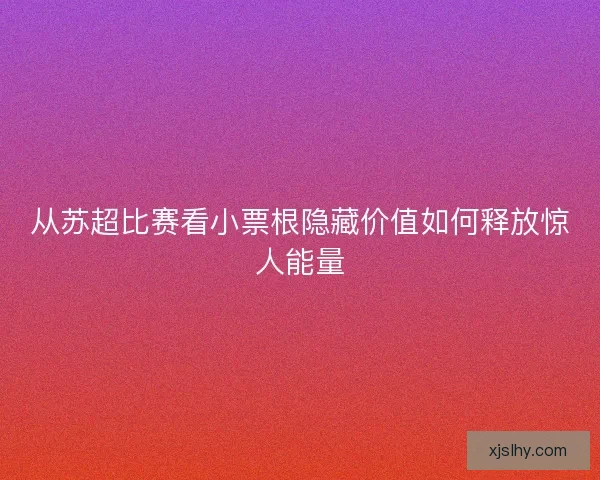 从苏超比赛看小票根隐藏价值如何释放惊人能量