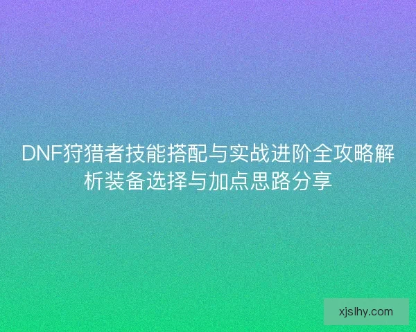 DNF狩猎者技能搭配与实战进阶全攻略解析装备选择与加点思路分享