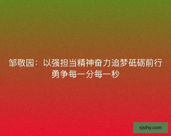 邹敬园：以强担当精神奋力追梦砥砺前行勇争每一分每一秒