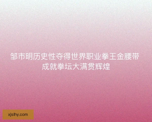 邹市明历史性夺得世界职业拳王金腰带 成就拳坛大满贯辉煌